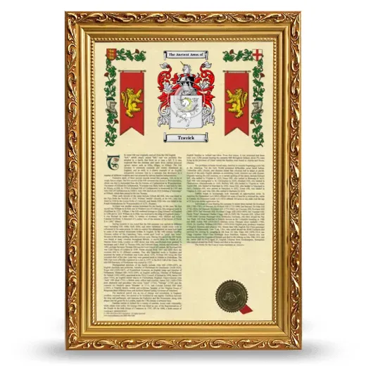 Travick Armorial History Framed - Gold