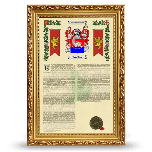 Travillion Armorial History Framed - Gold