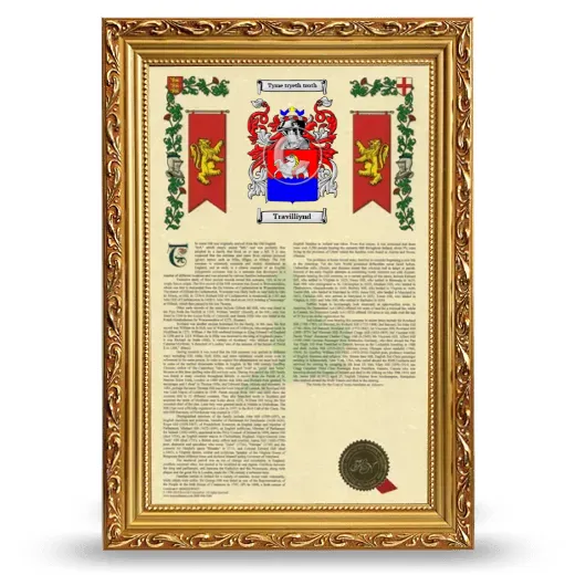 Travilliynd Armorial History Framed - Gold