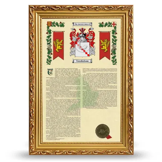 Treadenham Armorial History Framed - Gold