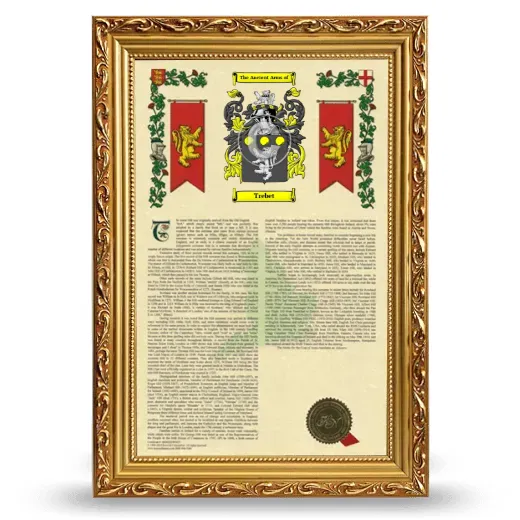 Trebet Armorial History Framed - Gold