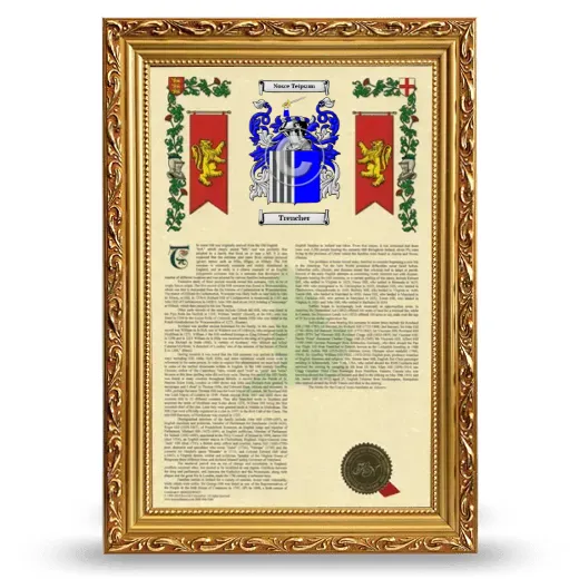 Trencher Armorial History Framed - Gold