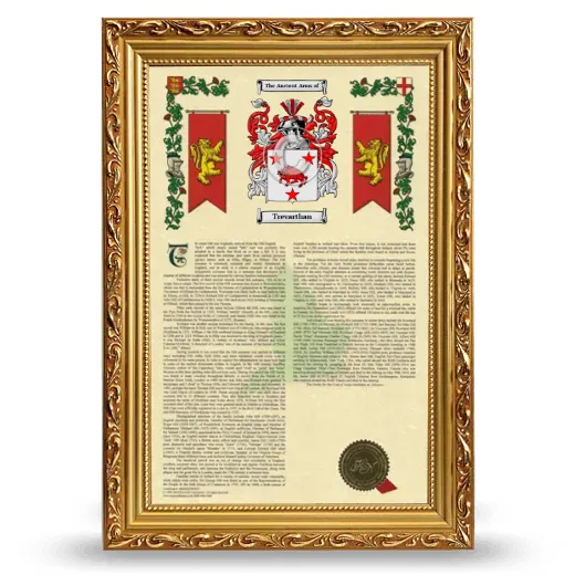 Trevarthan Armorial History Framed - Gold
