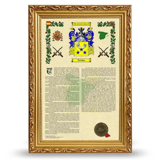 Trevino Armorial History Framed - Gold