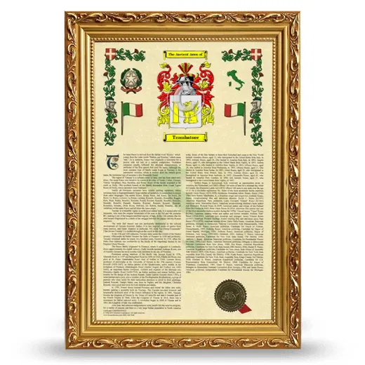 Trombatore Armorial History Framed - Gold