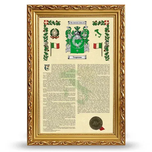 Tropeano Armorial History Framed - Gold
