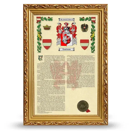 Troutman Armorial History Framed - Gold