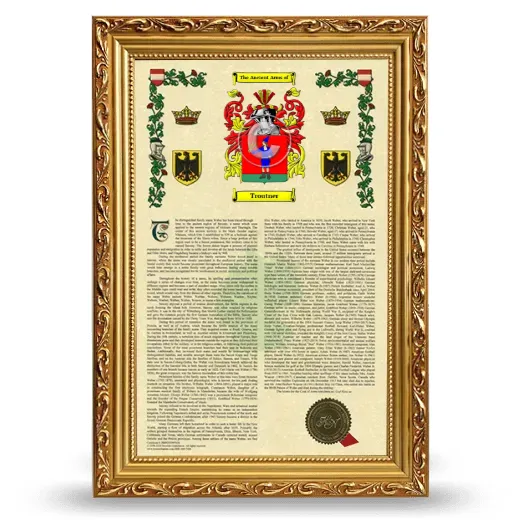 Troutner Armorial History Framed - Gold