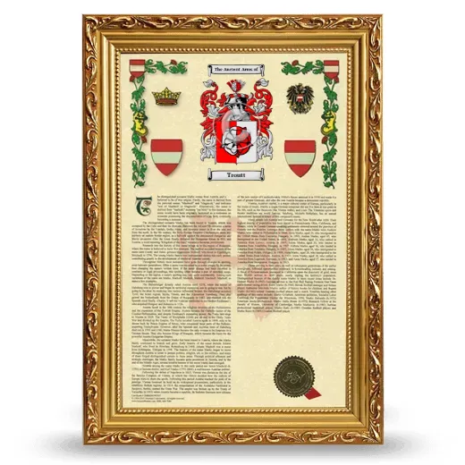 Troutt Armorial History Framed - Gold