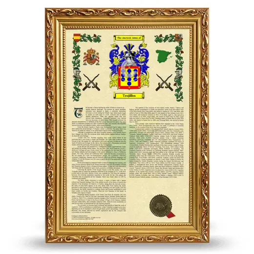 Trujillos Armorial History Framed - Gold