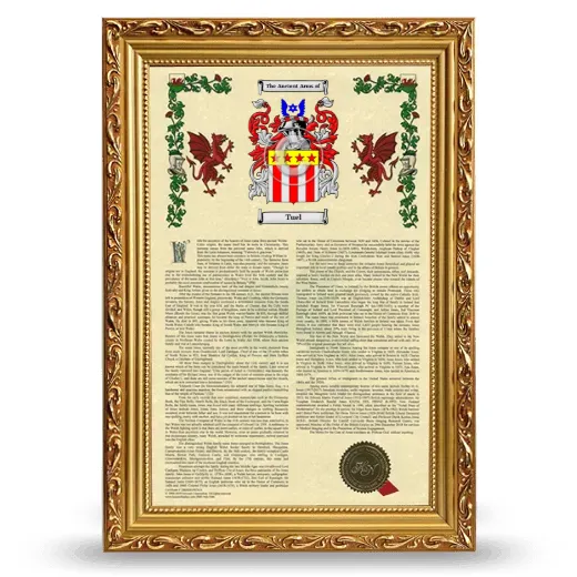 Tuel Armorial History Framed - Gold