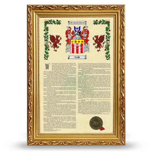 Tuells Armorial History Framed - Gold