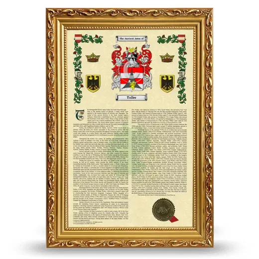 Tuller Armorial History Framed - Gold