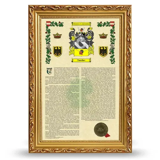 Tuocher Armorial History Framed - Gold