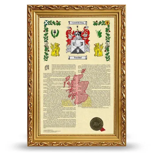 Turnbal Armorial History Framed - Gold