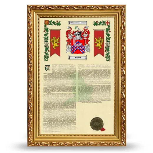 Turvel Armorial History Framed - Gold