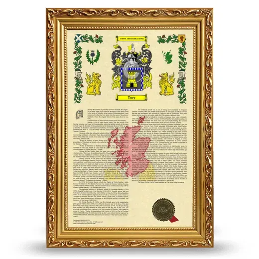 Tury Armorial History Framed - Gold