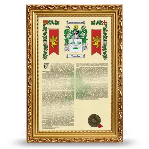 Tyldesley Armorial History Framed - Gold
