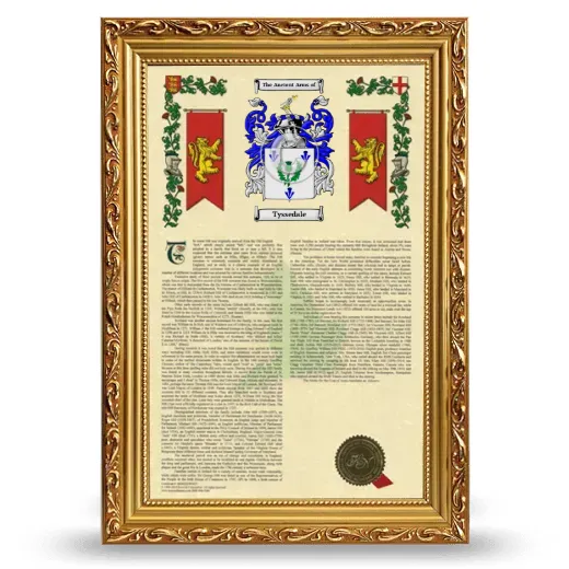 Tyssedale Armorial History Framed - Gold