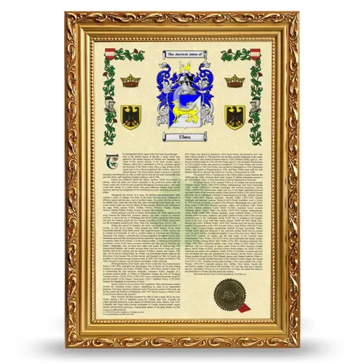 Uben Armorial History Framed - Gold