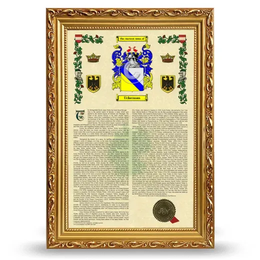 Uckerman Armorial History Framed - Gold