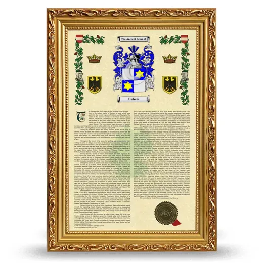 Uebele Armorial History Framed - Gold