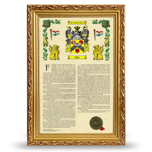 Ulger Armorial History Framed - Gold