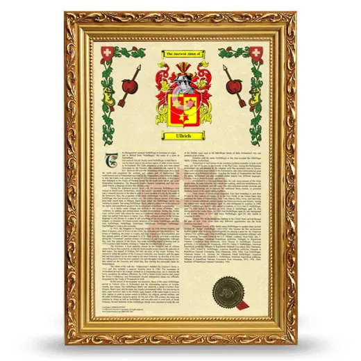 Ullrich Armorial History Framed - Gold