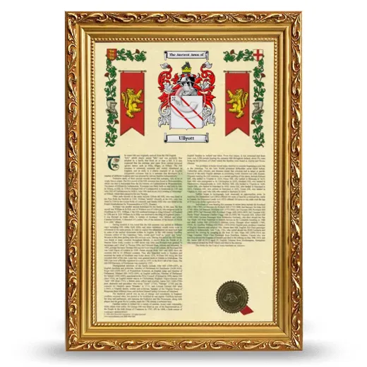 Ullyott Armorial History Framed - Gold