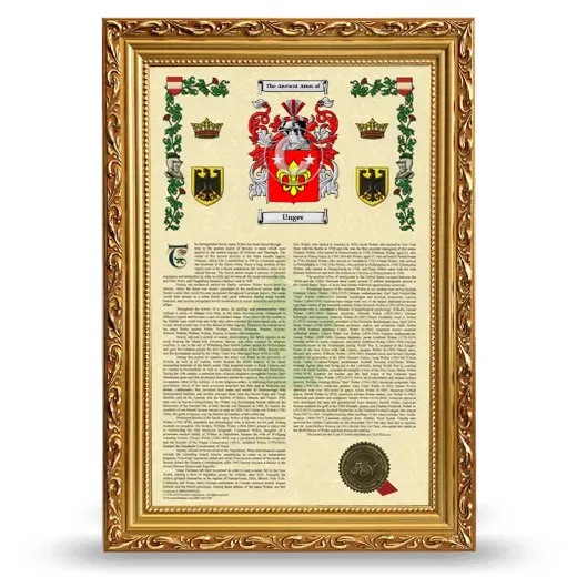 Unger Armorial History Framed - Gold