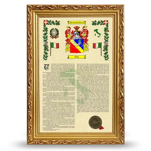 Urso Armorial History Framed - Gold