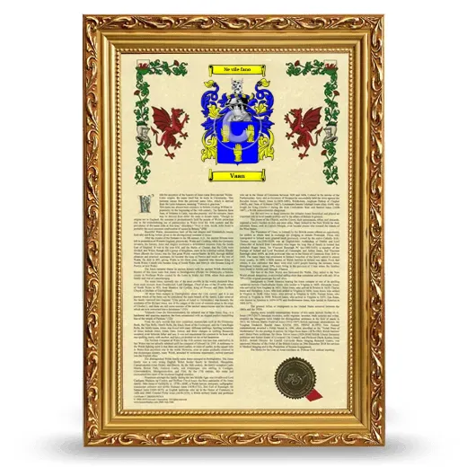 Vaan Armorial History Framed - Gold
