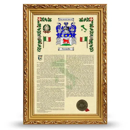Vaccarella Armorial History Framed - Gold