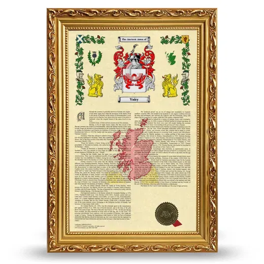 Vairy Armorial History Framed - Gold