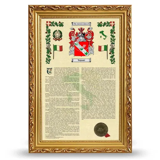 Vajenti Armorial History Framed - Gold