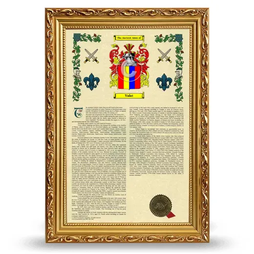 Valat Armorial History Framed - Gold