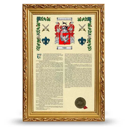 Valet Armorial History Framed - Gold