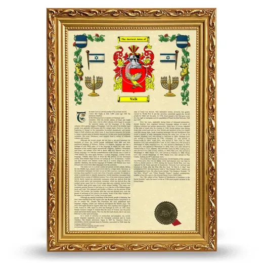Valk Armorial History Framed - Gold