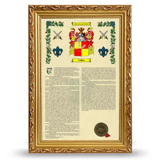 Vallon Armorial History Framed - Gold