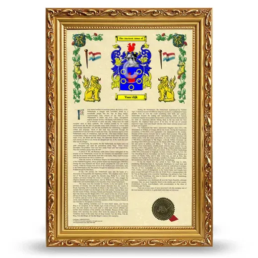 Van'dijk Armorial History Framed - Gold