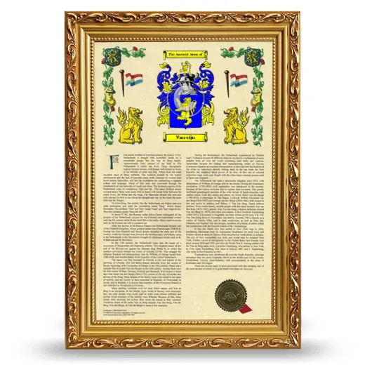 Van-rijn Armorial History Framed - Gold