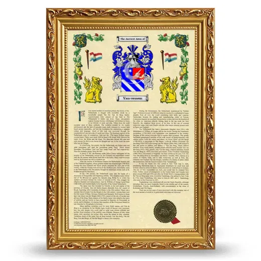 Van-vessem Armorial History Framed - Gold