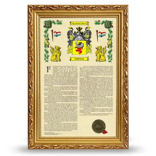 Vanburen Armorial History Framed - Gold
