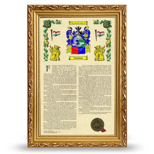 Vandoorn Armorial History Framed - Gold