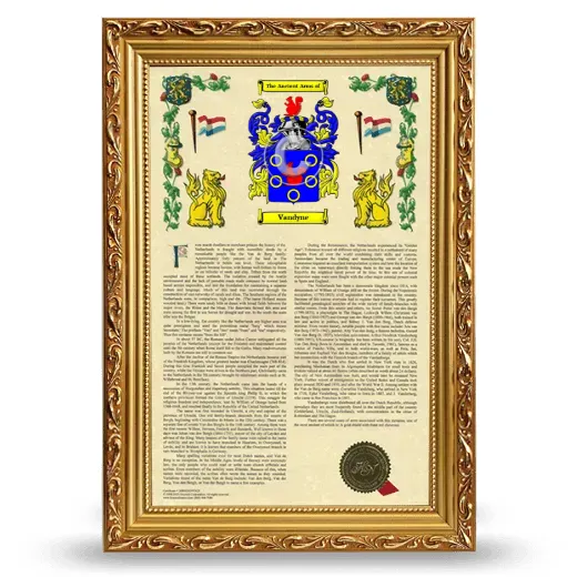 Vandyne Armorial History Framed - Gold