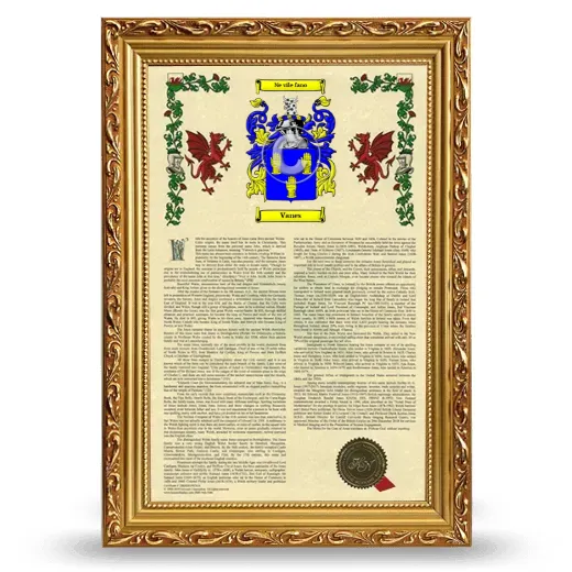 Vanes Armorial History Framed - Gold