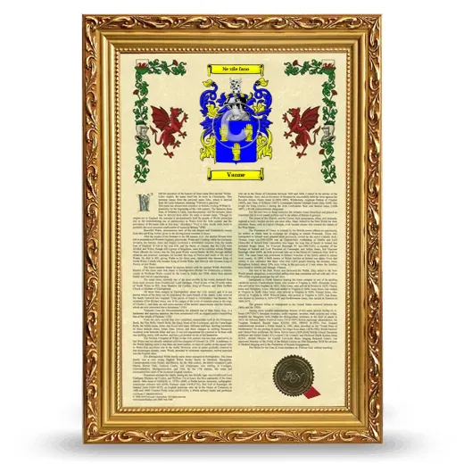 Vanne Armorial History Framed - Gold