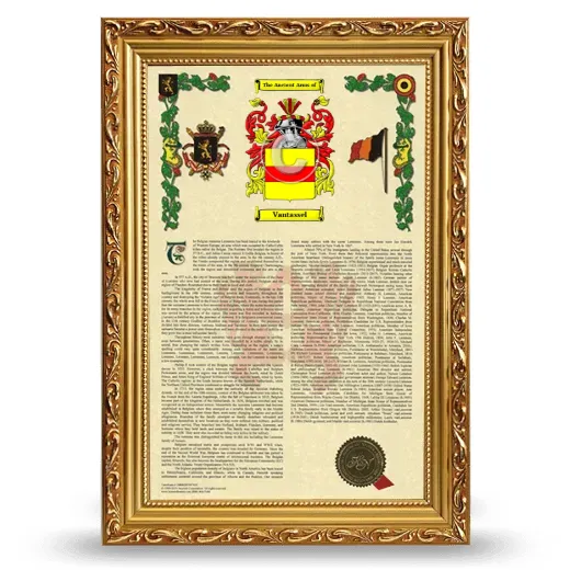 Vantassel Armorial History Framed - Gold