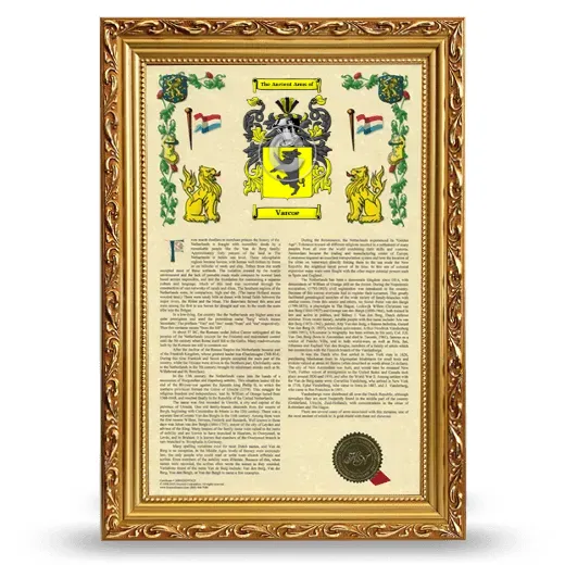 Varcoe Armorial History Framed - Gold