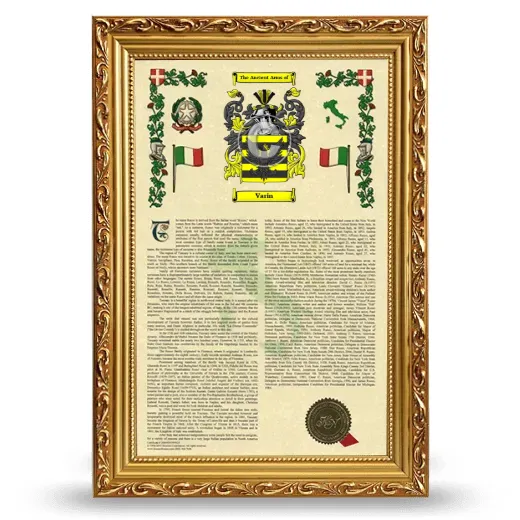 Varin Armorial History Framed - Gold